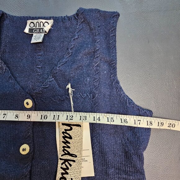 Vintage Anna Gray Blue Vest - Picture 2 of 5